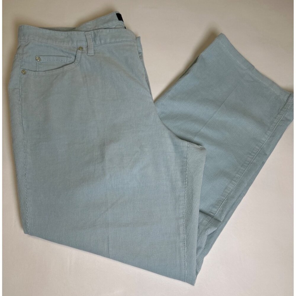 Talbots Light Blue Corduroy Cotton Blend High Rise Straight Leg Pants, Size 18W